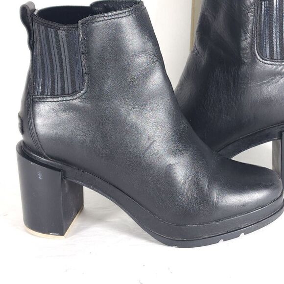 Sorel Women's Margot US 8 Black Leather Waterproof Pull On Ankle Chelsea Boots - Picture 7 of 15